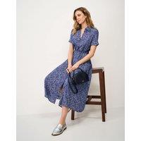 Crew Clothing Floral Belted Midi Shirt Dress Navy Mix