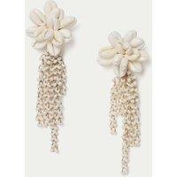 M&S Real Shell Drop Earrings Cream
