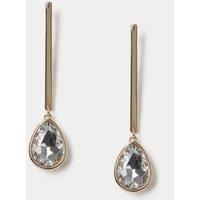 M&S Glass Square and Tear Drop Earrings Gold