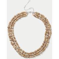 M&S Ceramic Beaded Multirow Necklace Beige