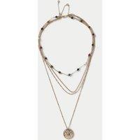 Per Una Multirow Natural Stone Pendant Necklace Gold