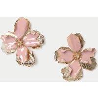 M&S Oversized Pink Flower Stud Earrings Pink