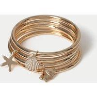 M&S 5 Pack Charm Bangles Gold