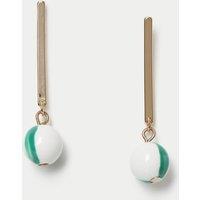 M&S Ceramic Bead Stick Drop Earrings Green Mix