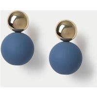 M&S Blue Powder Coat Ball Drop Earrings Blue