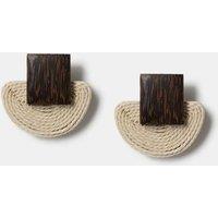 M&S Raffia Stud Earrings Cream Mix