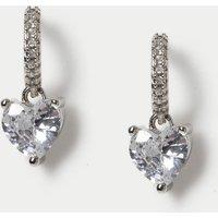 M&S Platinum Plated Heart Drop Earrings Silver