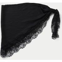M&S Black Satin and Lace Tie Scarf Black
