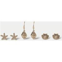M&S 3 Pack Shell Starfish Earrings Gold