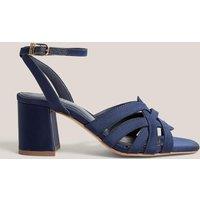 HOBBS Satin Block Heel Sandals Blue