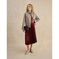 HOBBS Pleated Knee Length Shift Dress Brown
