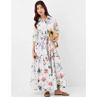 ACCESSORIZE Pure Cotton Floral Belted Maxi Shirt Dress Ivory
