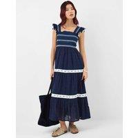 ACCESSORIZE Pure Cotton Square Neck Maxi Beach Dress Navy