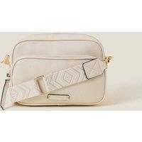 ACCESSORIZE Faux Leather Double Zip Cross Body Camera Bag Cream