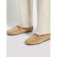 Dune London Wide Fit Suede Slip On Loafers Taupe