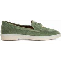 Dune London Suede Slip On Flat Loafers Green