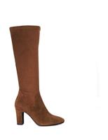 Dune London Suede Block Heel Knee High Boots Tan