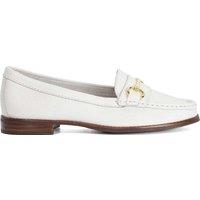 Dune London Wide Fit Leather Snaffle Trim Flat Loafers White
