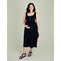 JoJo Maman Bb Maternity Pure Cotton Midi Waisted Dress Black