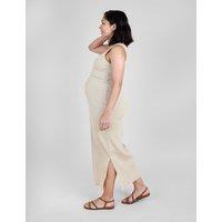 JoJo Maman Bb Maternity Cotton Rich Striped Maxi Bodycon Dress Natural Mix