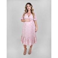 JoJo Maman Bb Maternity Floral V-Neck Midi Skater Dress Dusky Rose