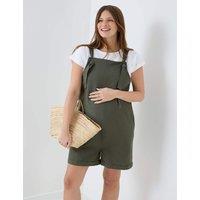 JoJo Maman Bb Short Maternity Dungarees with Linen Khaki