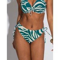 Pour Moi Madrid Printed High Leg Bikini Bottoms Teal Mix