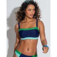Pour Moi Colour Block Padded Bandeau Bikini Top Navy Mix