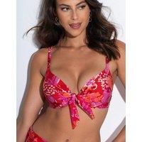 Pour Moi Casablanca Wired Tie Front Plunge Bikini Top (B-G) Red Mix
