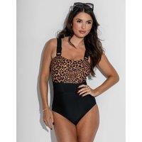 Pour Moi Palm Springs Tummy Control Leopard Swimsuit Brown Mix