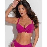 Pour Moi Madrid Wired Ruched Plunge Bikini Top (B-G) Pink