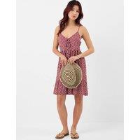 ACCESSORIZE Printed V-Neck Tie Front Mini Beach Dress Burgundy