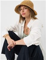 Straw Beaded Flower Bucket Hat