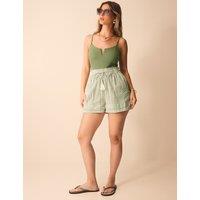 ACCESSORIZE Pure Cotton Striped Shorts Green