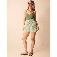 ACCESSORIZE Pure Cotton Striped Shorts Green