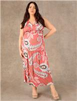 Paisley V-Neck Maxi Tiered Dress