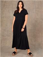 Jersey V-Neck Maxi Tiered Dress
