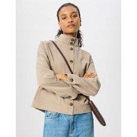 Whistles Cotton Rich Funnel Neck Short Jacket Taupe