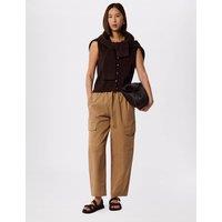 Whistles Cotton Blend Utility Barrel Leg Trouser Neutral