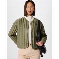 Whistles Quilted Collarless Jacket Khaki
