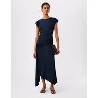 Whistles Lace Insert Crew Neck Midi Column Dress Navy