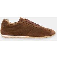 Whistles Leather Lace Up Trainers Chocolate