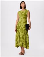 Floral Asymmetric Skirt Midi Skater Dress