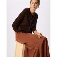 Whistles Satin Midi A-Line Skirt Brown