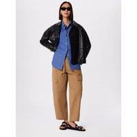 Whistles Pure Cotton Poplin Oversized Shirt Blue