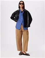Whistles Pure Cotton Poplin Oversized Shirt Blue