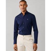 Hackett Tailored Fit Pure Cotton Poplin Shirt Navy