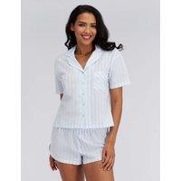Boux Avenue Pure Cotton Striped Shortie Set Blue Mix