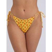 Boux Avenue Ibiza Fruity Printed High Leg Bikini Bottoms Yellow Mix