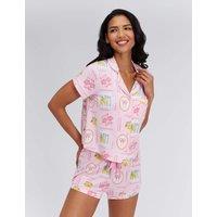 Boux Avenue Postcard Modal Rich Printed Pyjamas in a Bag Pink Mix